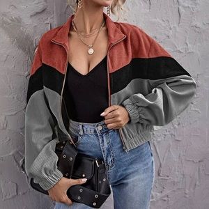 Drop Shoulder Colorblock Jacket